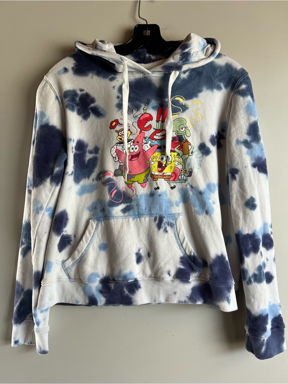 SpongeBob SquarePants Tie Dye Hoodie Large Nickelodeon Graphic Pullover Y2K